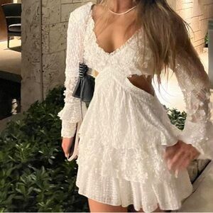 Avec Les Filles Women's Tiered Cutout Lace Minidress size 6